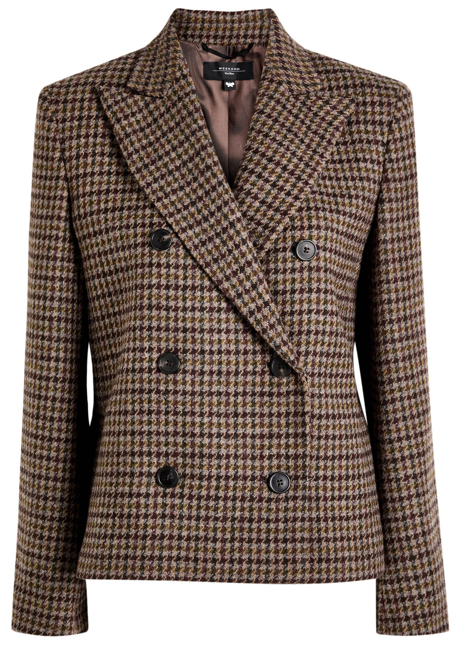 Weekend Max Mara Tempera Houndstooth Wool-blend Blazer In Gray