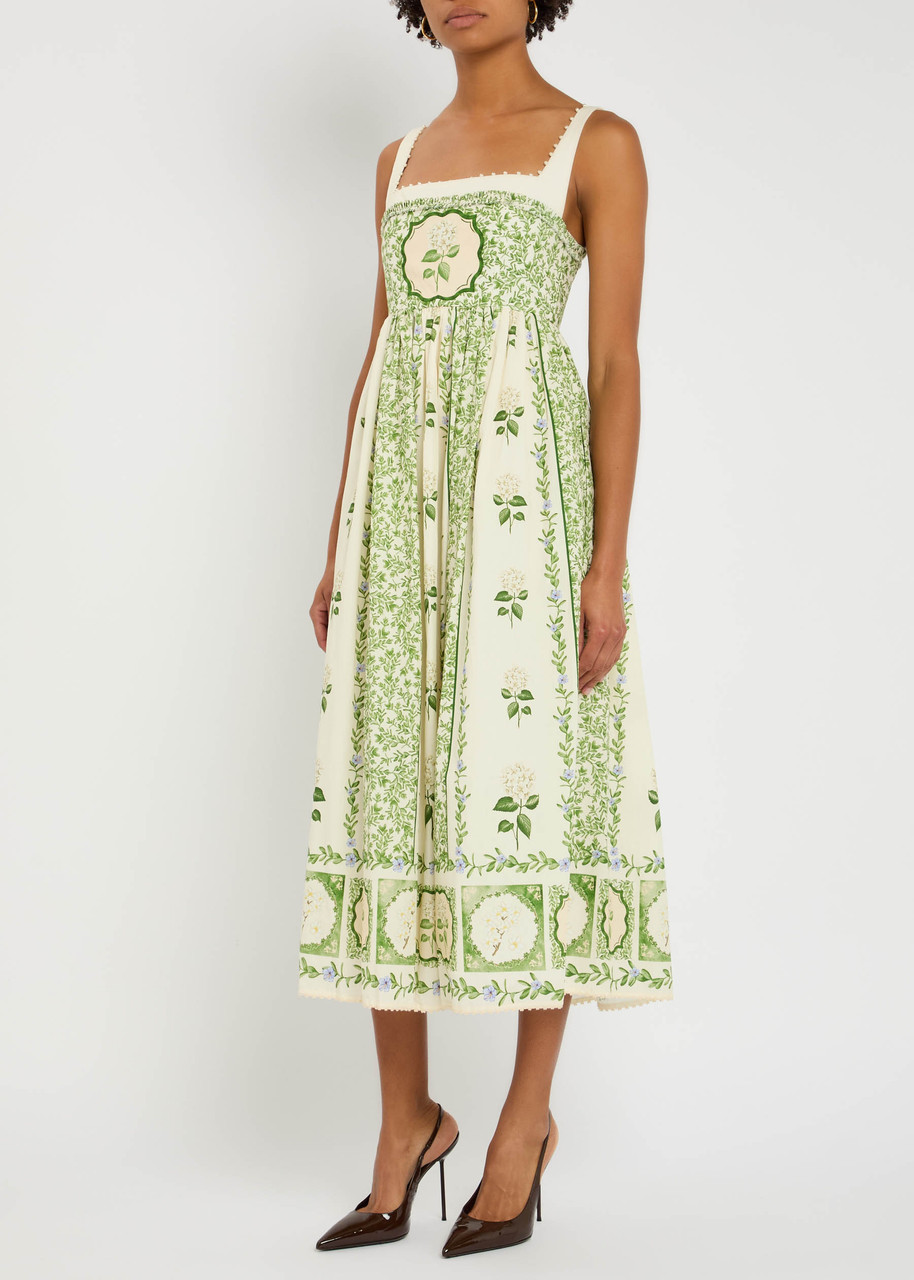 Agua By Agua Bendita Barbara Wild Floral-print Cotton Midi Dress In Multi