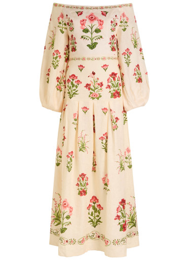 AGUA BY AGUA BENDITA: Senlis Canna floral-print linen maxi dress