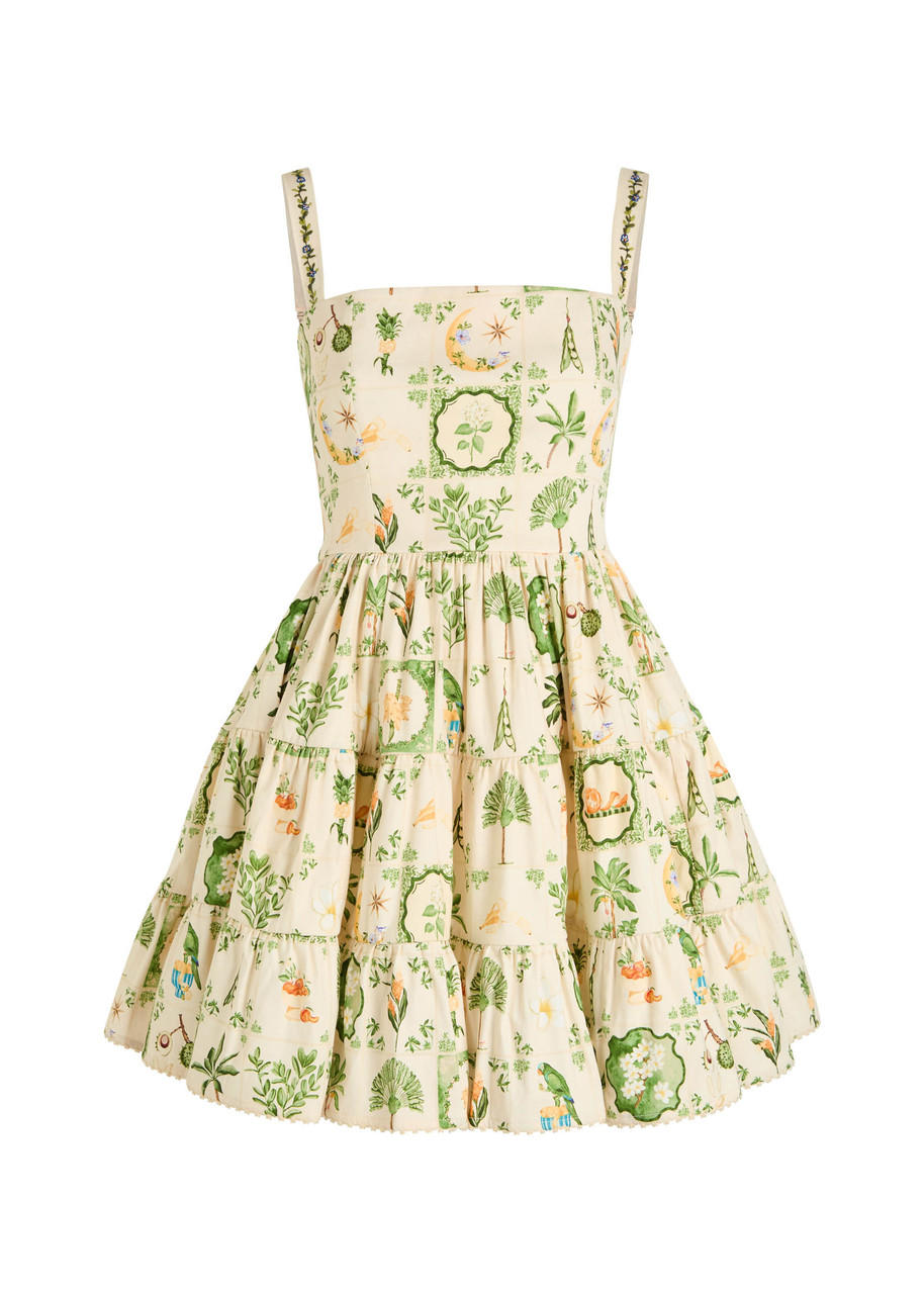 Agua By Agua Bendita Lima Tiered Printed Cotton-blend Mini Dress In Multi