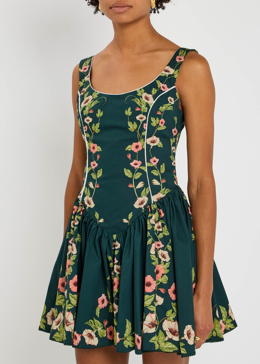 Agua By Agua Bendita Pluma Mosquetero Floral-print Cotton Mini Dress In Multi