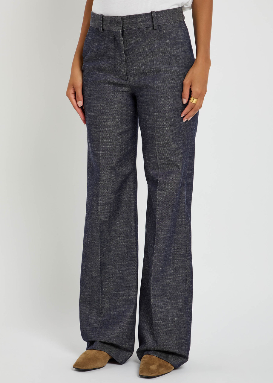 Joseph Morrisey Wool-blend Wide-leg Trousers In Blue
