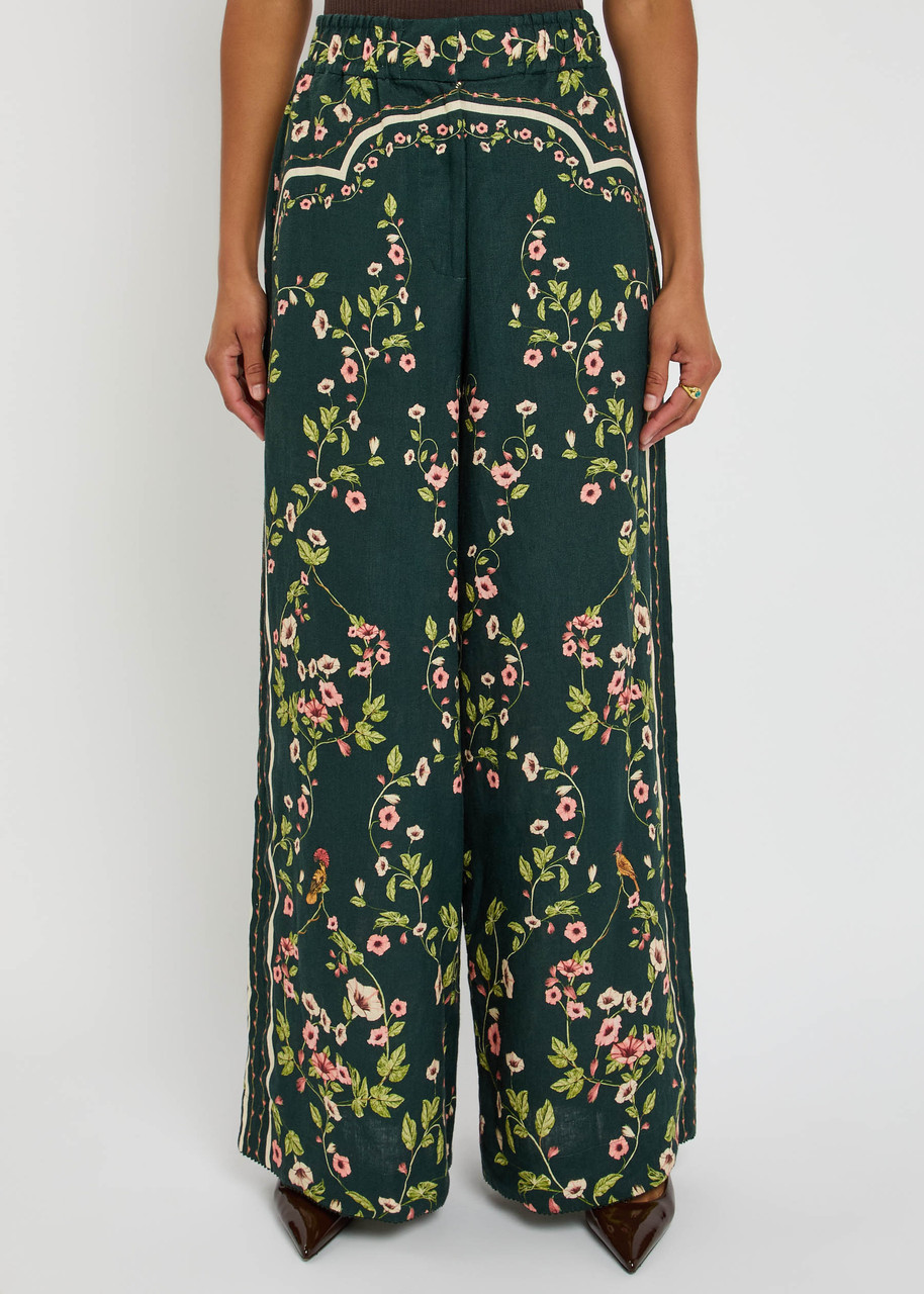 Agua By Agua Bendita Cecilia Mosquetero Floral-print Linen Trousers In Multi