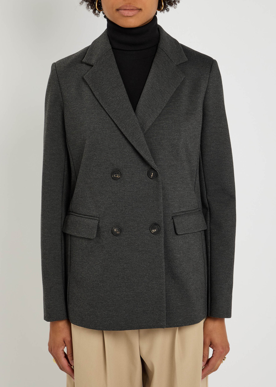 Mm Virgus Double-breasted Jersey Blazer In Gray