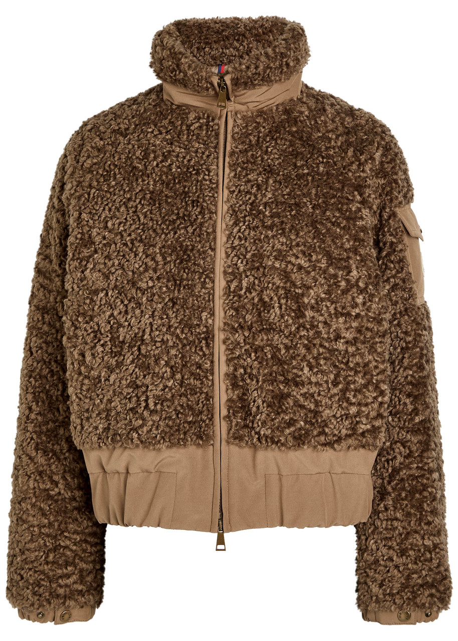Moncler Coligny Padded Faux Fur And Shell Jacket In Brown