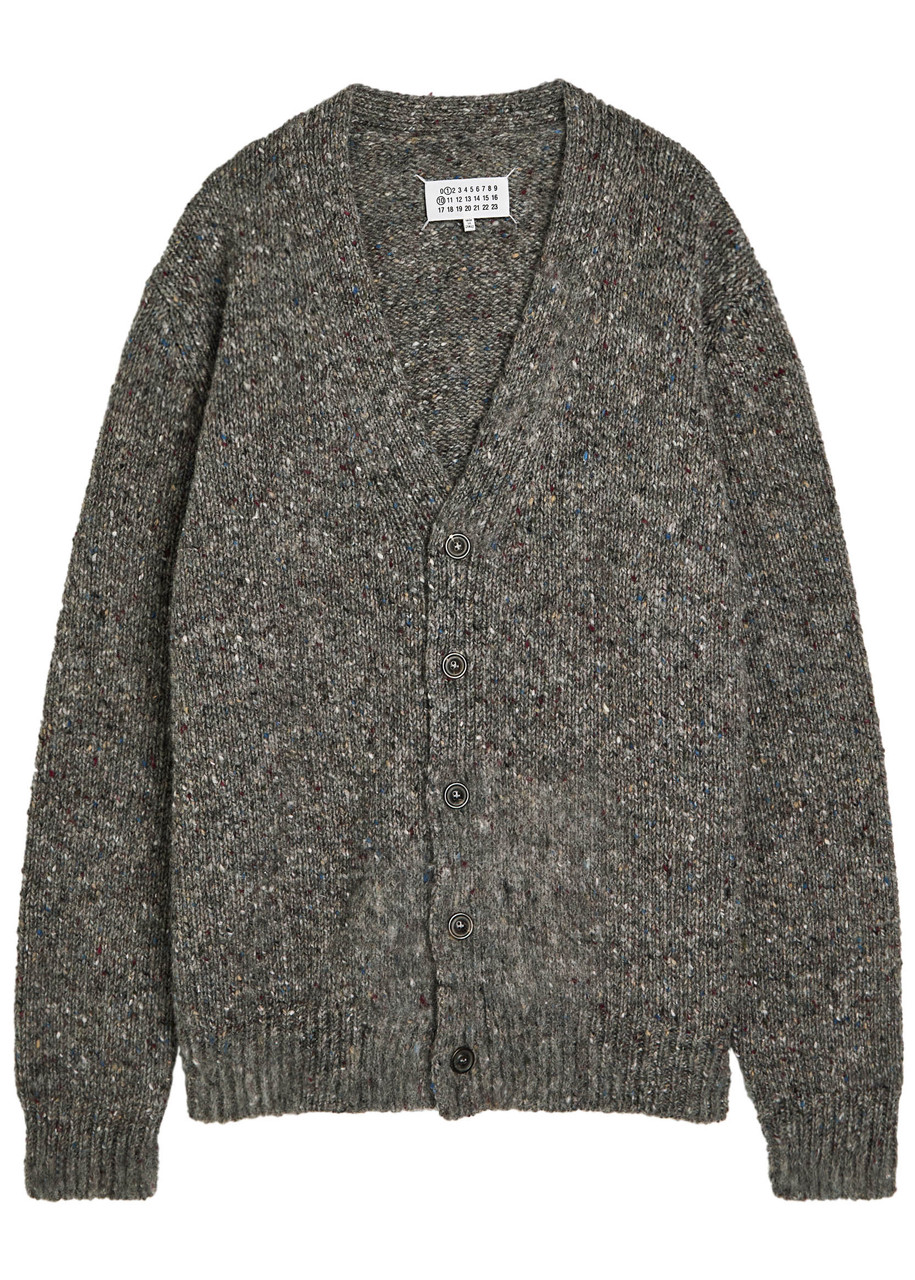 Maison Margiela Oversized Wool Cardigan In Gray