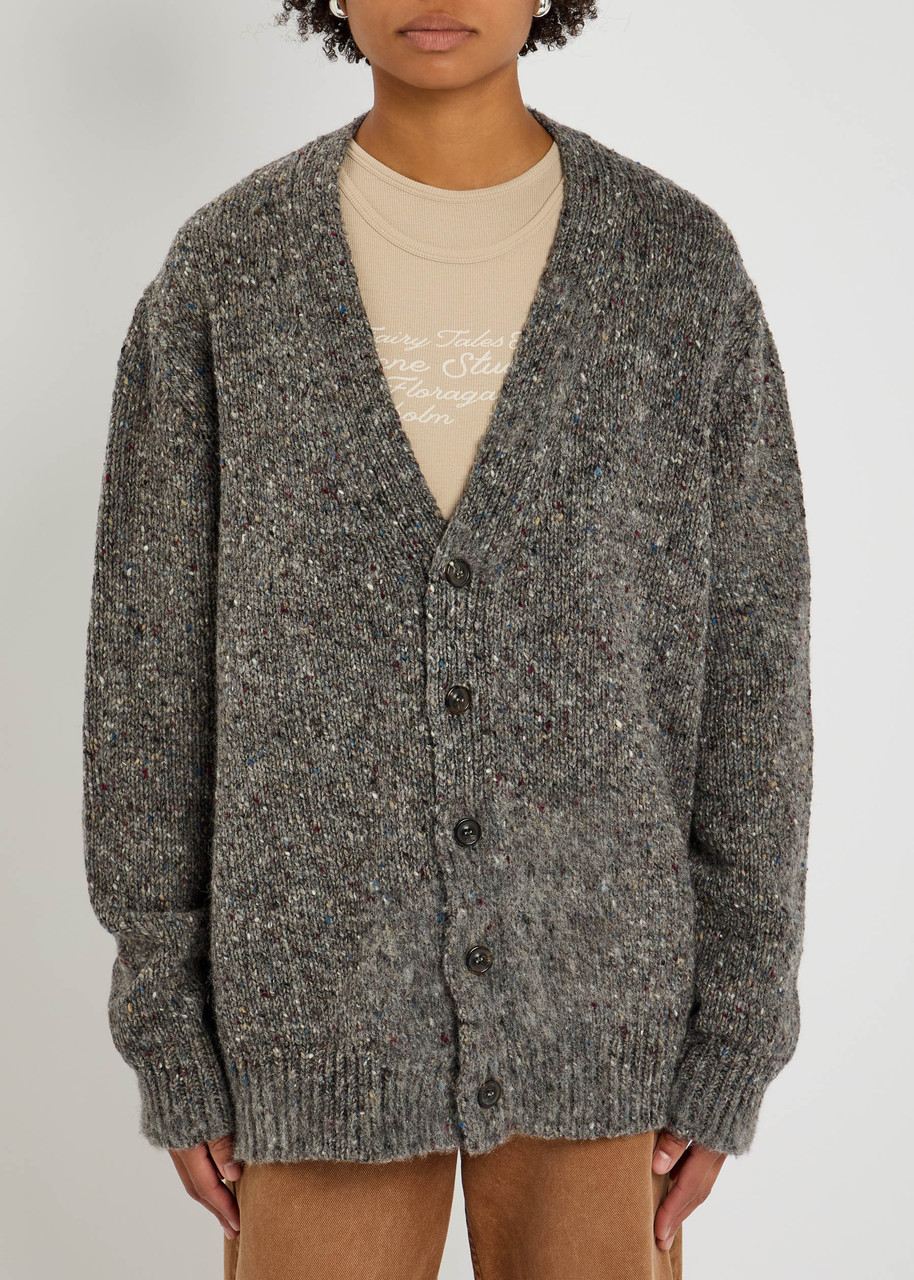 Maison Margiela Oversized Wool Cardigan In Gray