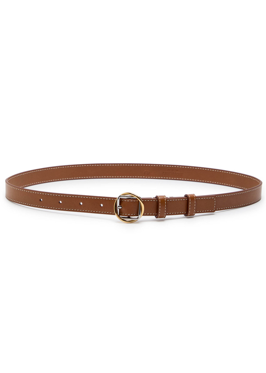 Jacquemus Adjustable Dual-tone Buckle Belt Stitching In Brown