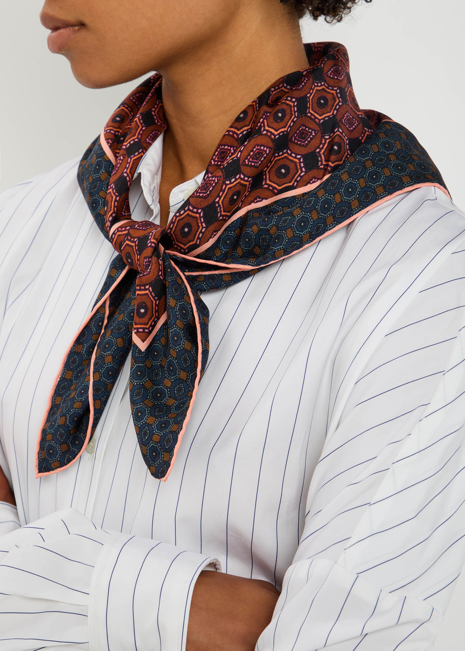  Dries Van Noten Facet Printed Silk Scarf - Rust - One Size 