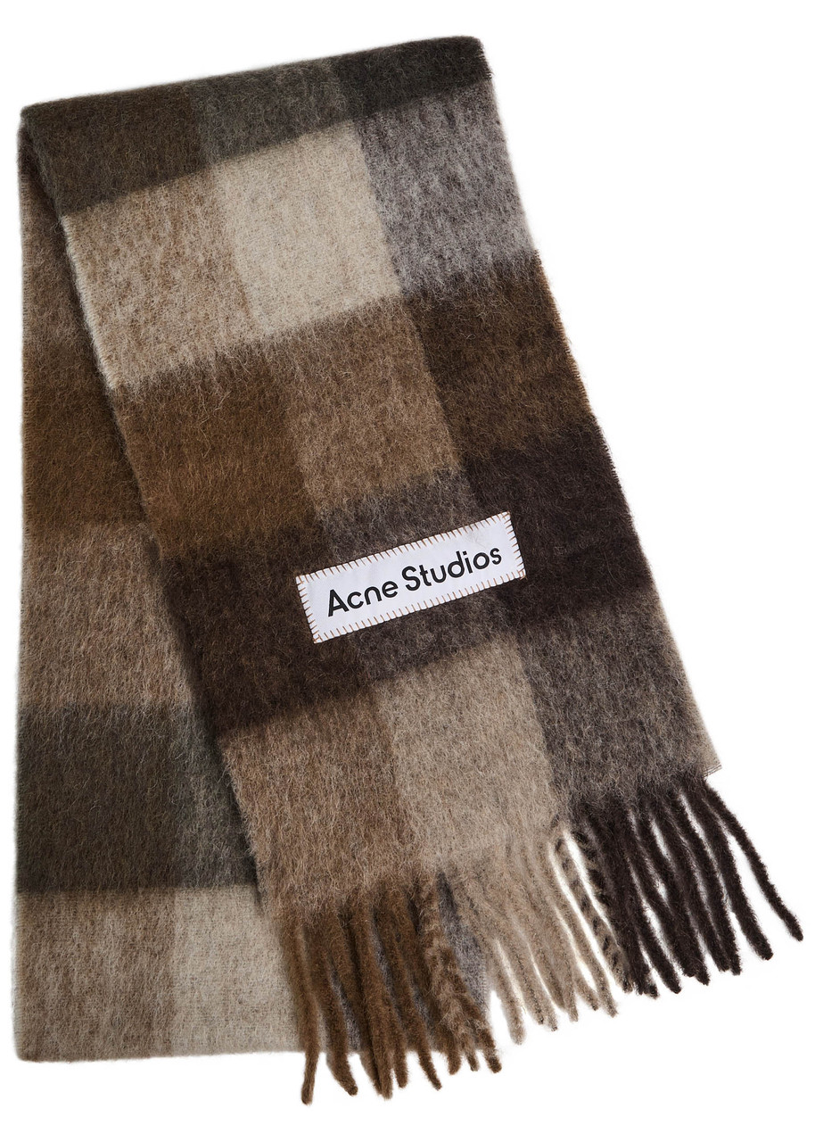 Acne Studios Vally Checked Wool-blend Scarf - Brown - One Size