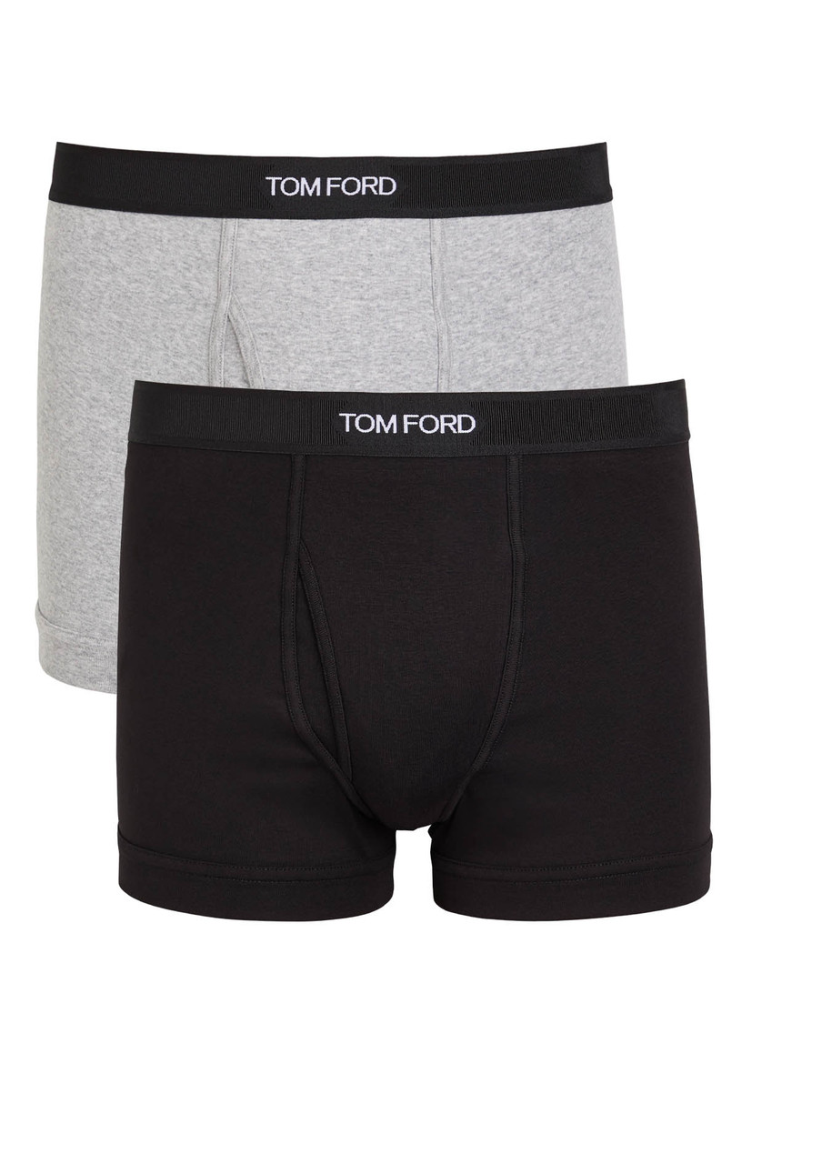 Tom Ford Two-pack Stretch-cotton Jersey Boxer Briefs In Gray