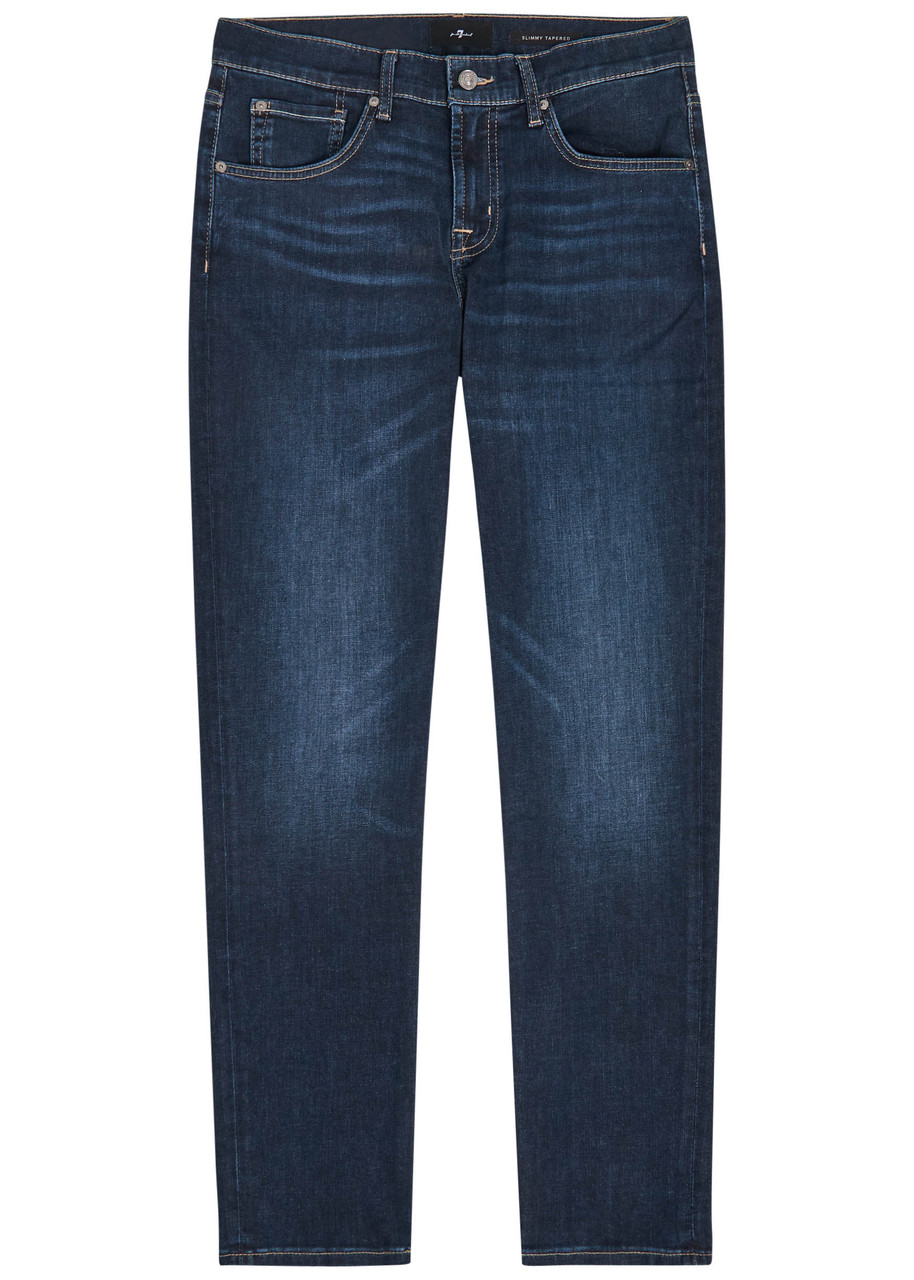 7 For All Mankind Slimmy Tapered-leg Jeans In Blue