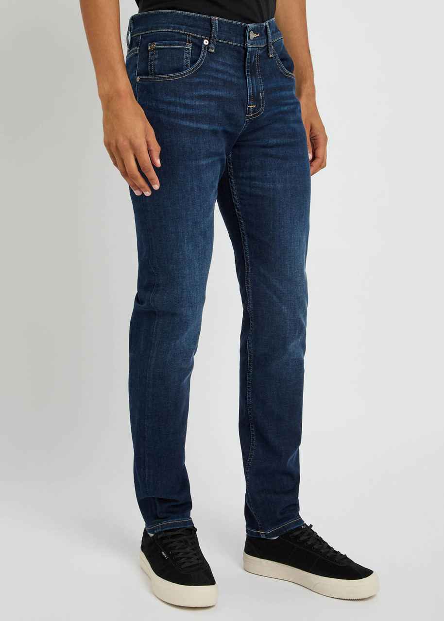 7 For All Mankind Slimmy Tapered-leg Jeans In Blue