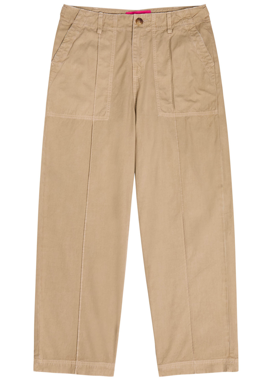 The Elder Statesman Surprise & Delight Embroidered Cotton-poplin Trousers In Brown