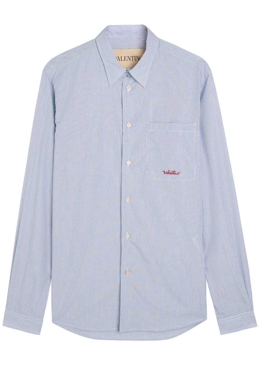 Valentino Garavani Striped Shirt Shirt And Blouse Light Blue In Multi