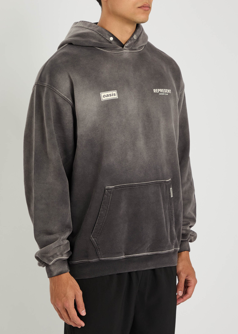 Represent X Oasis Owners Club Hooded Cotton Sweatshirt In Gray