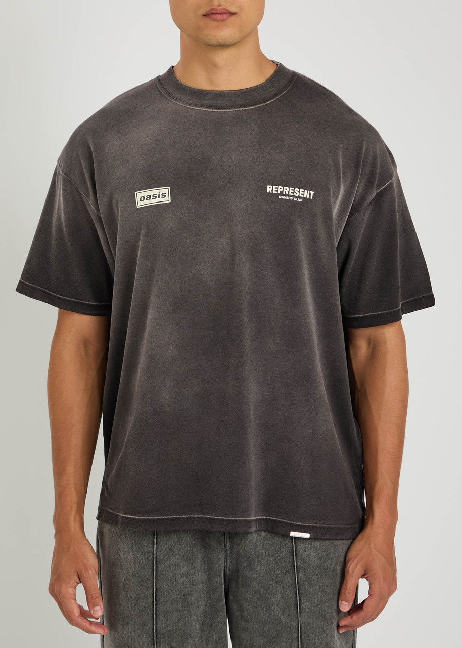 Represent X Oasis Owners Club Cotton T-shirt In Black