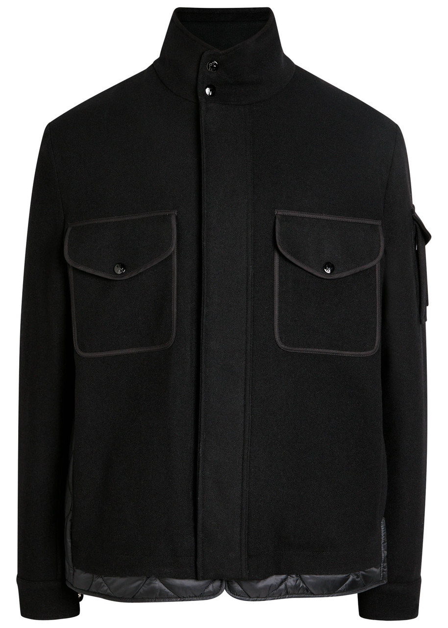 Moncler Avoine Panelled Wool And Shell Jacket In Black