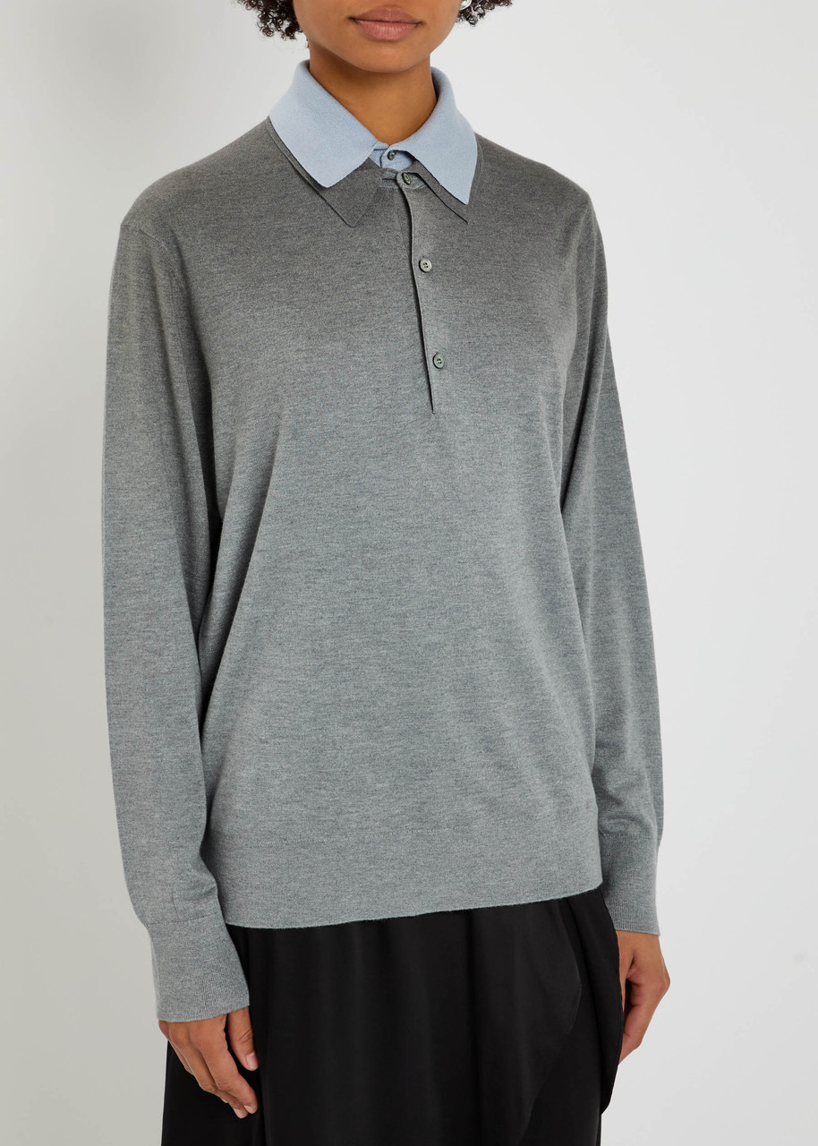 Acne Studios Layered-effect Silk-blend Jumper In Gray