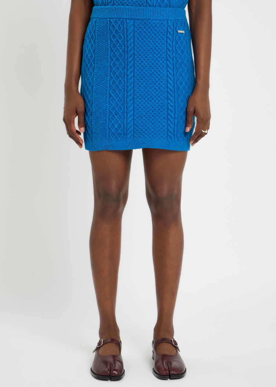 Jw Anderson Cable-knit Mini Skirt In Blue