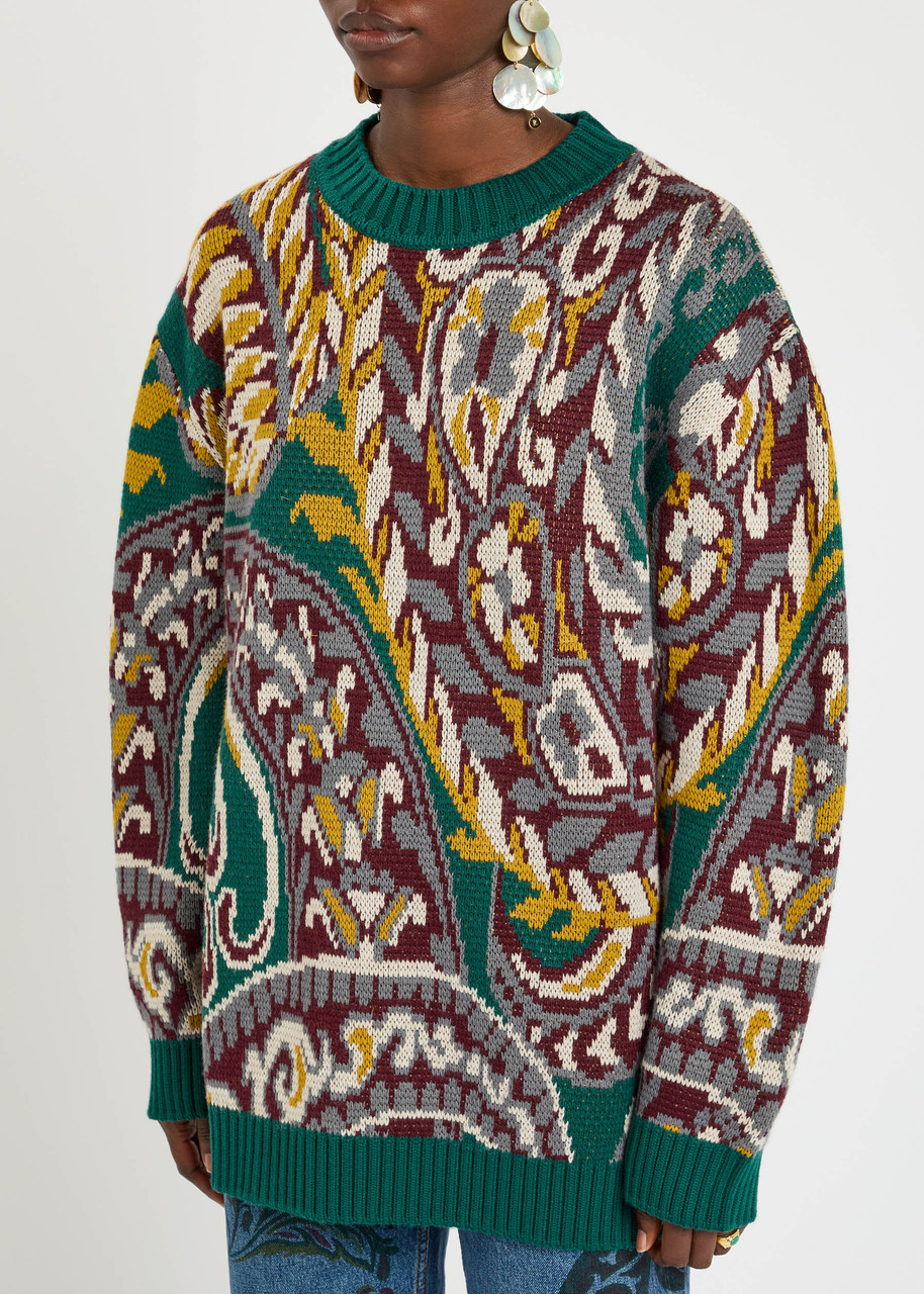 Etro Patterned Wool-blend Jumper In Multi