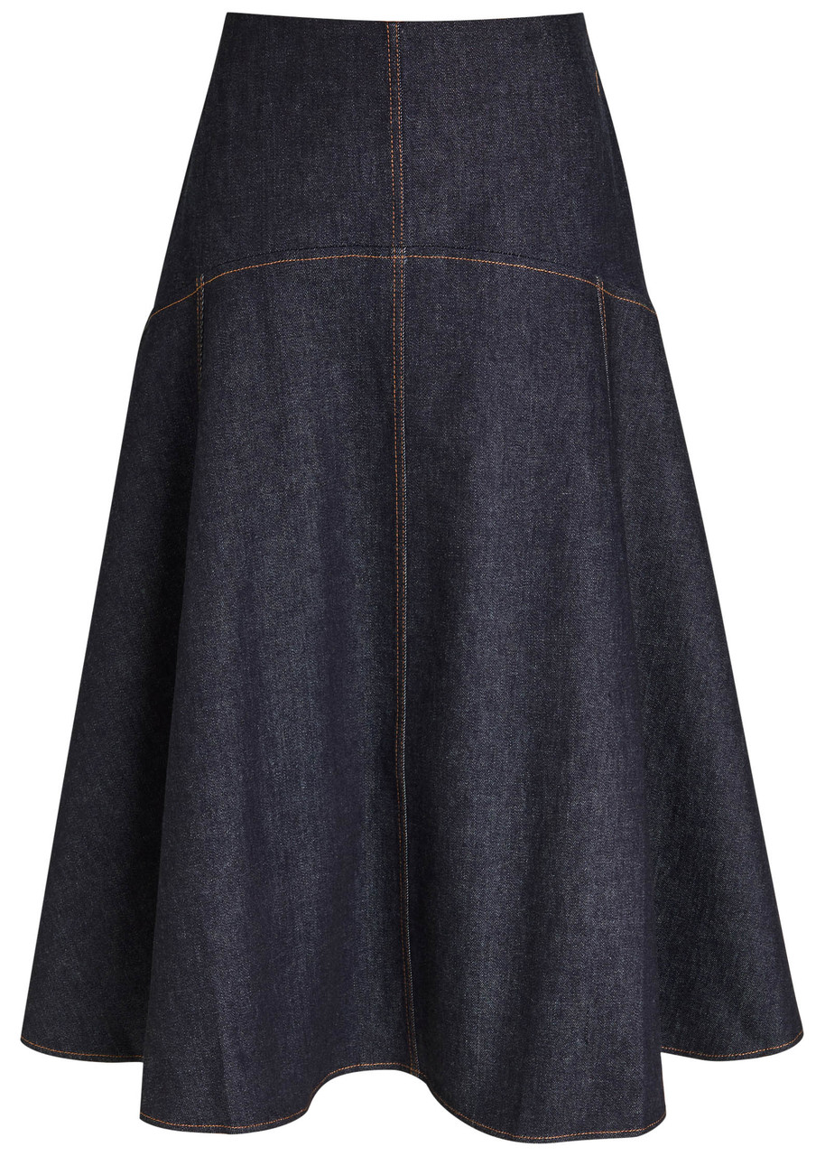 Jacquemus Flared Denim Skirt In Blue