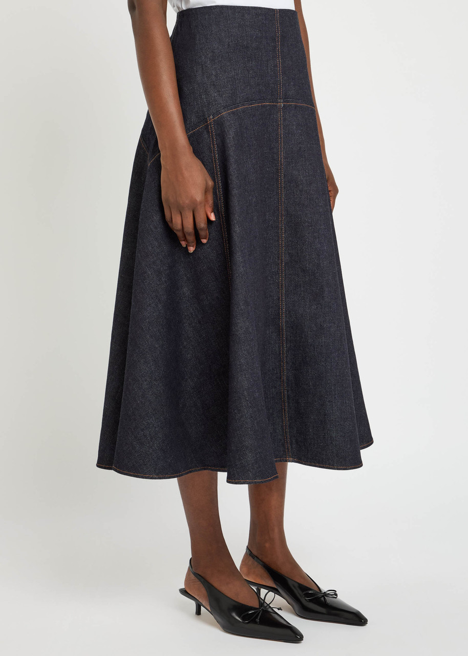 Jacquemus Flared Denim Skirt In Blue