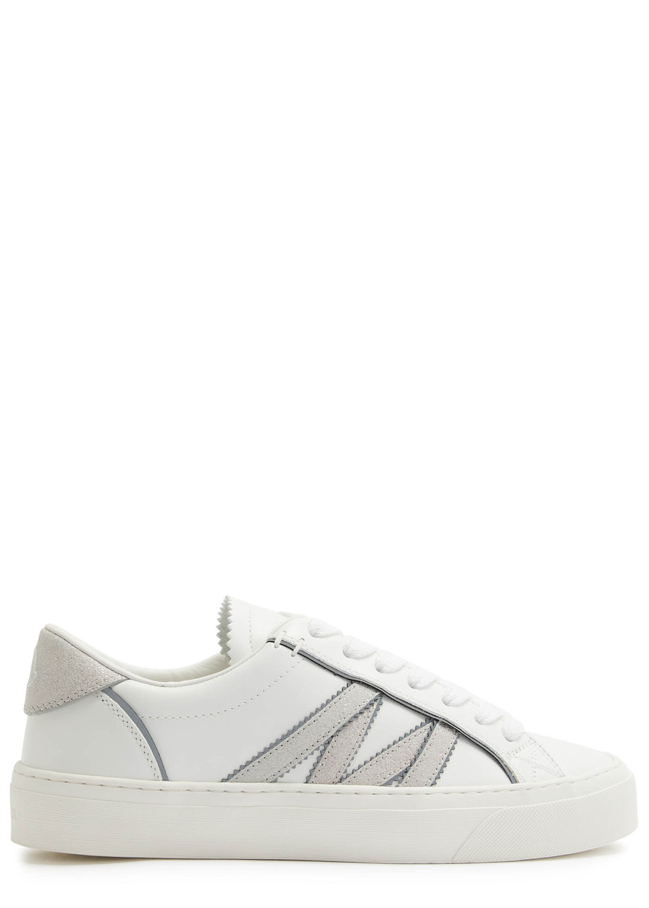 Moncler Leather Low-top Sneakers Stitching Rubber Sole In Multi