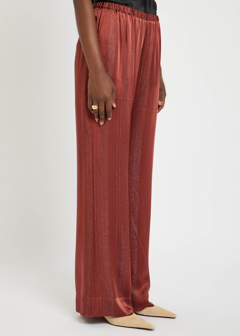 Forte Forte Forte_forte Metallic Satin Trousers In Burgundy
