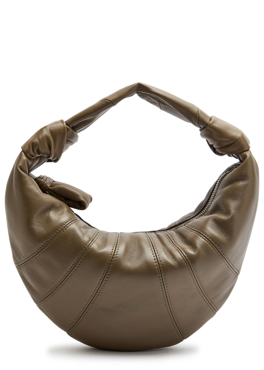 Lemaire Womens Mini Fortune Croissant Leather Shoulder Bag Dark Khaiki In Brown