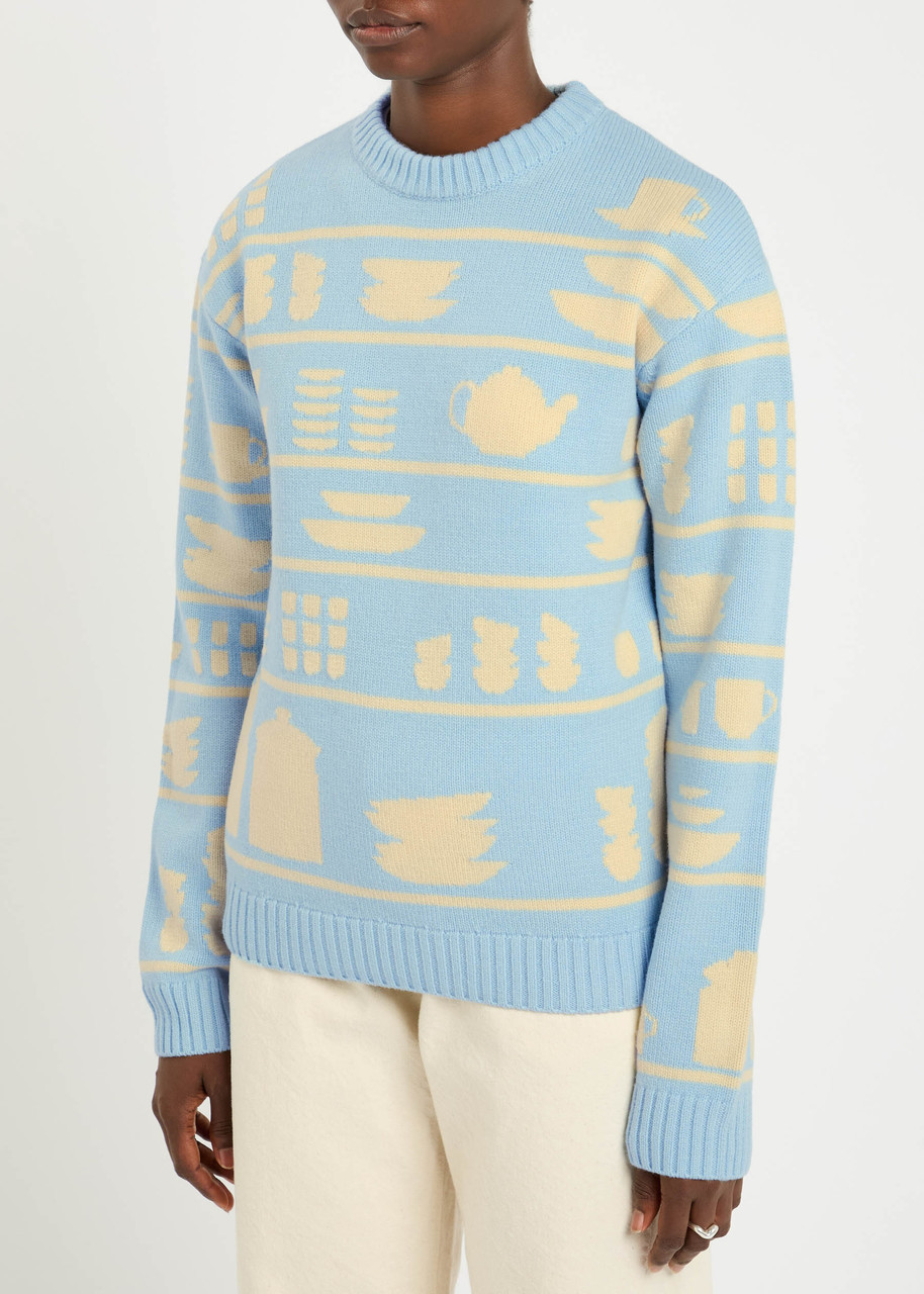 Jw Anderson Crockery-intarsia Wool Jumper In Multi