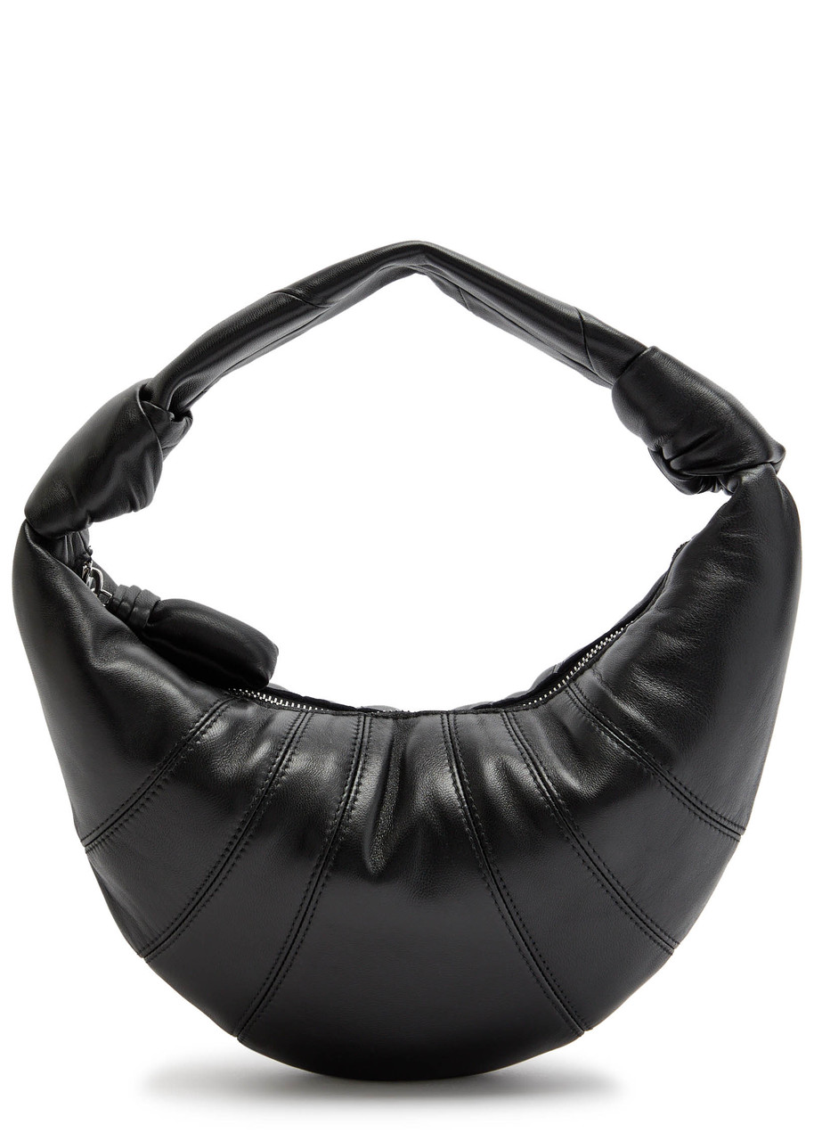 Lemaire Womens Dark Chocolate Mini Fortune Croissant Leather Shoulder Bag In Black