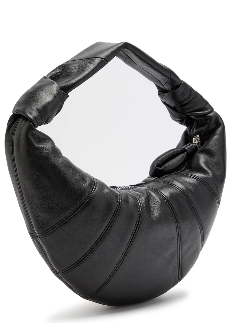 Lemaire Womens Dark Chocolate Mini Fortune Croissant Leather Shoulder Bag In Black