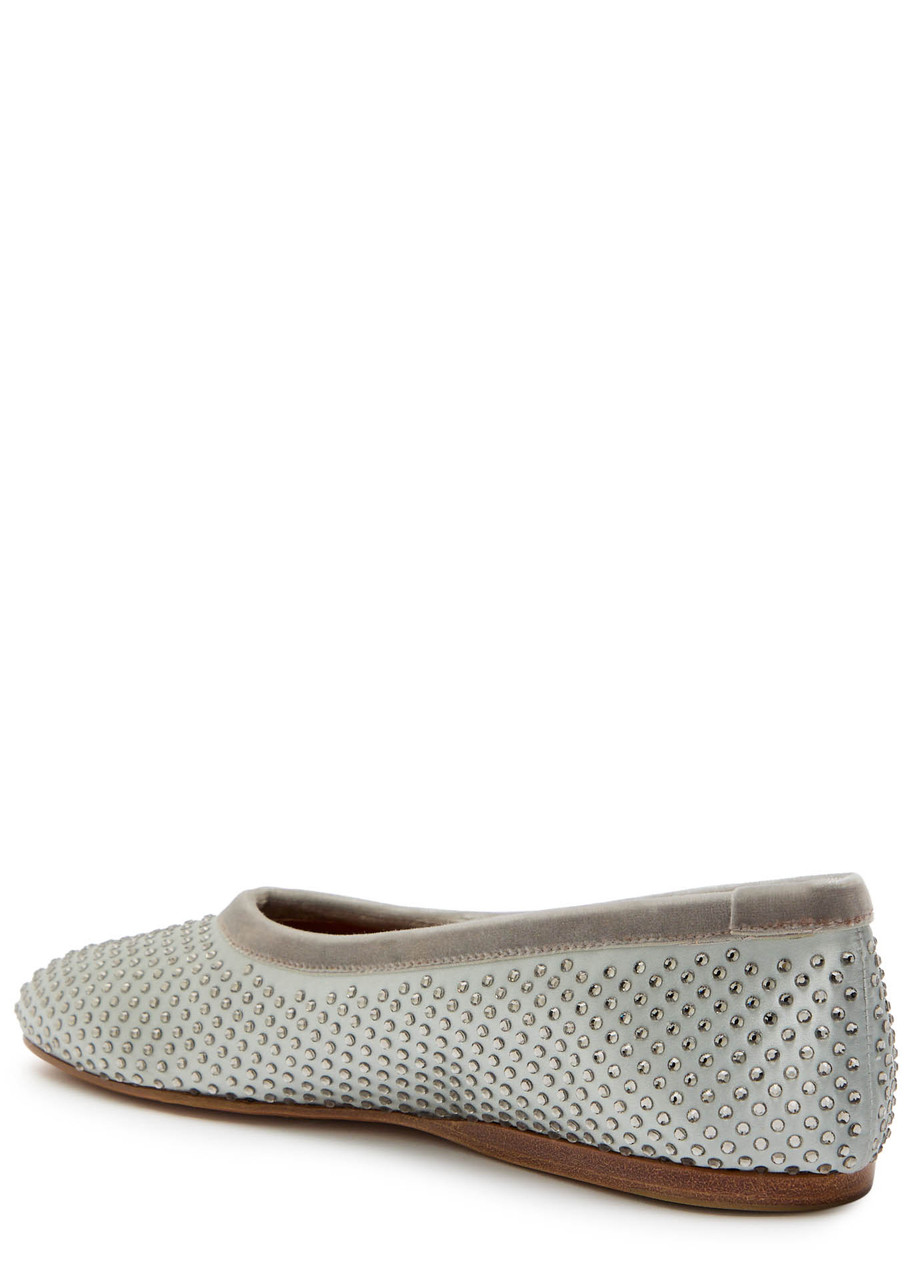 Forte Forte Forte_forte Crystal-embellished Satin Ballet Flats In Silver