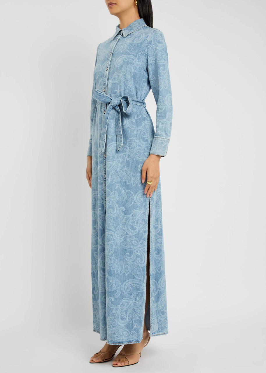 Alice And Olivia Chassidy Denim Shirt Dress In Blue