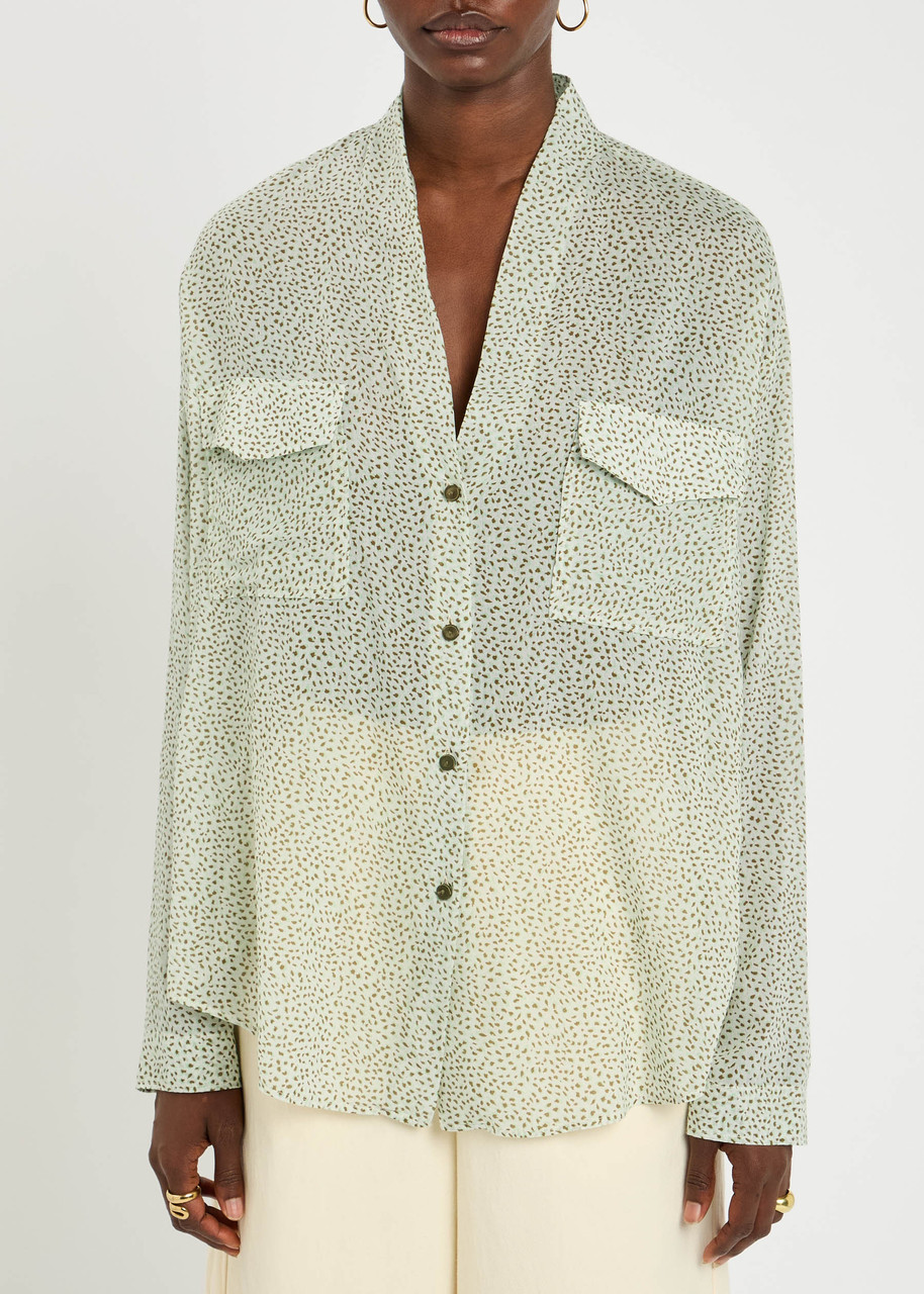 Forte Forte Forte_forte Printed Cotton And Silk-blend Shirt In Green