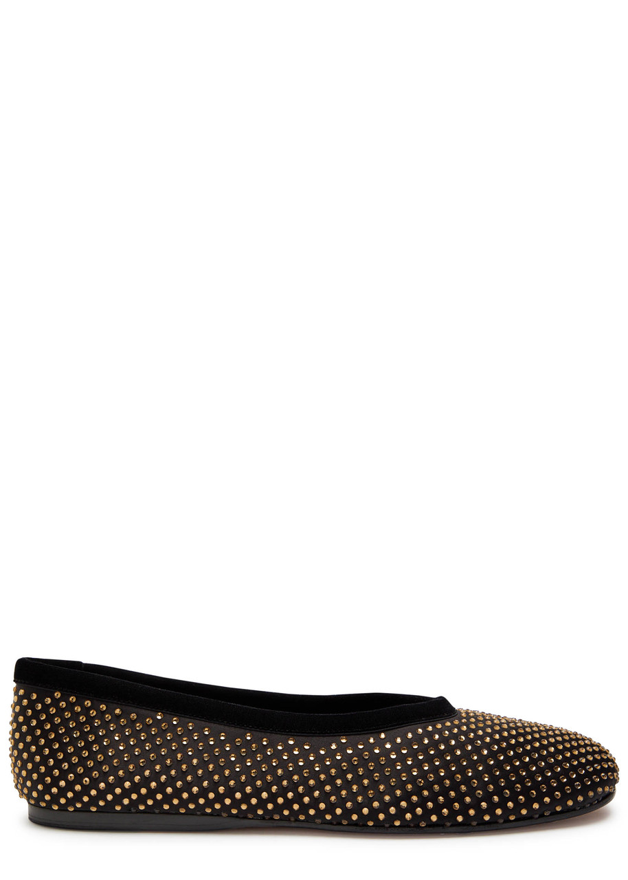 Forte Forte Forte_forte Crystal-embellished Satin Ballet Flats In Black