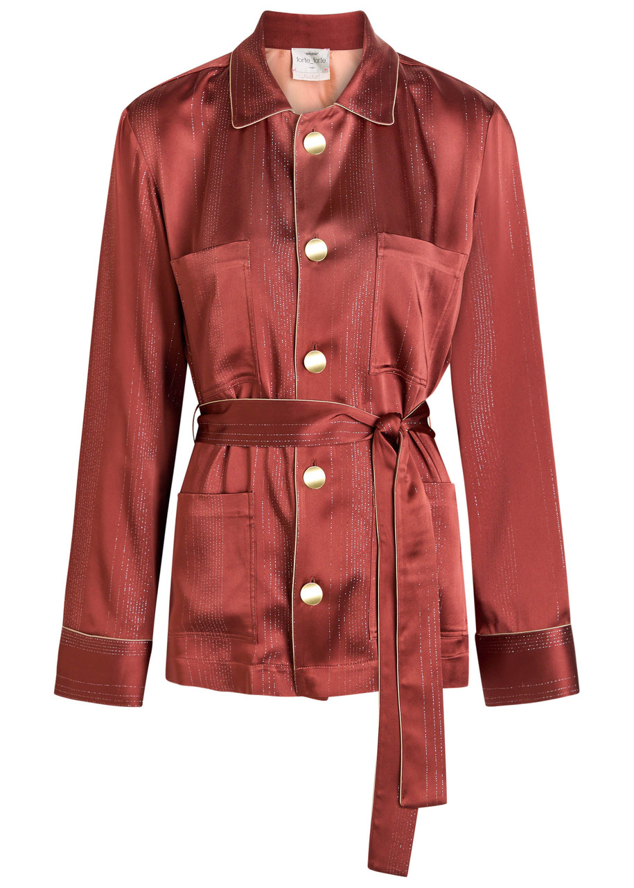 Forte Forte Forte_forte Metallic Satin Shirt Jacket In Brown