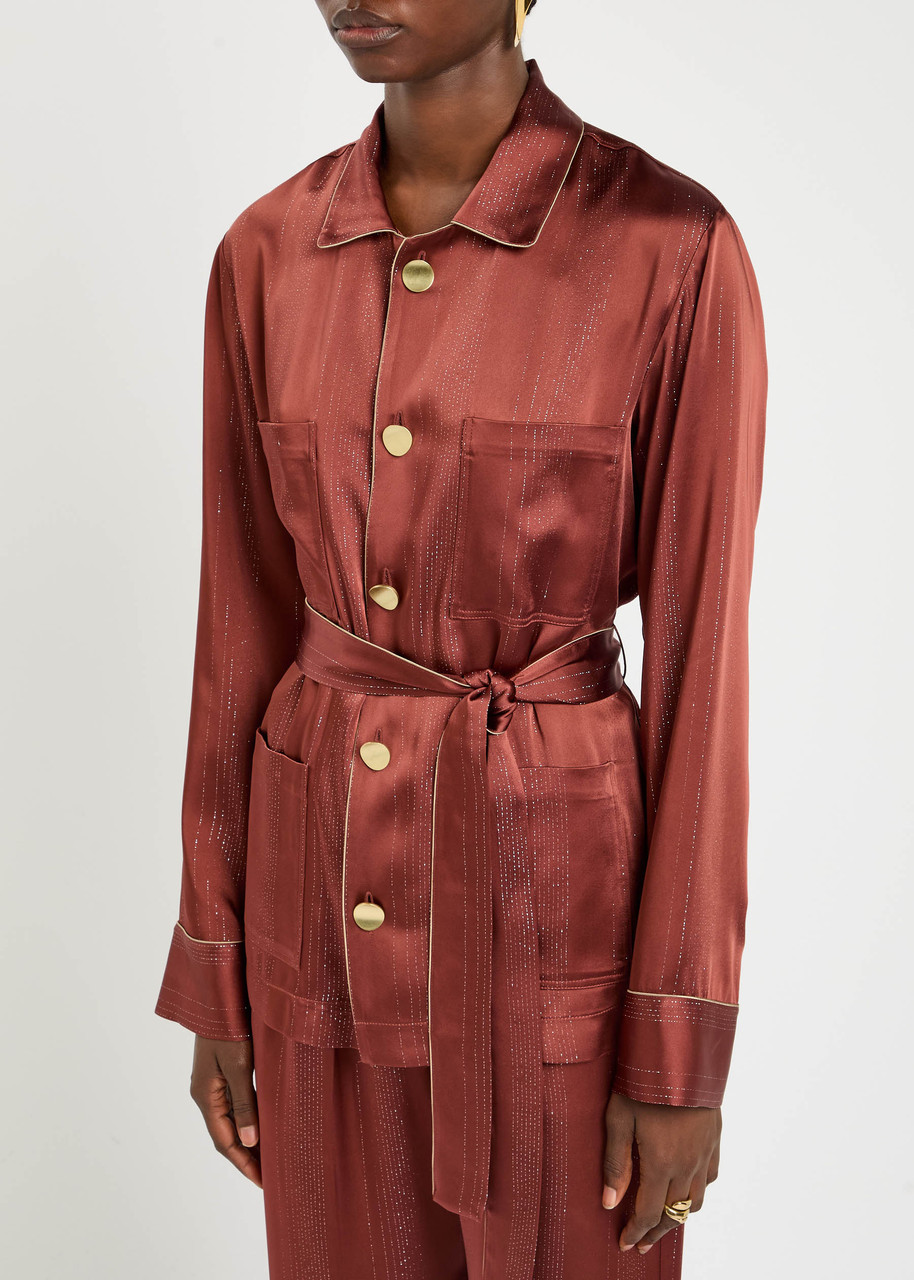 Forte Forte Forte_forte Metallic Satin Shirt Jacket In Brown