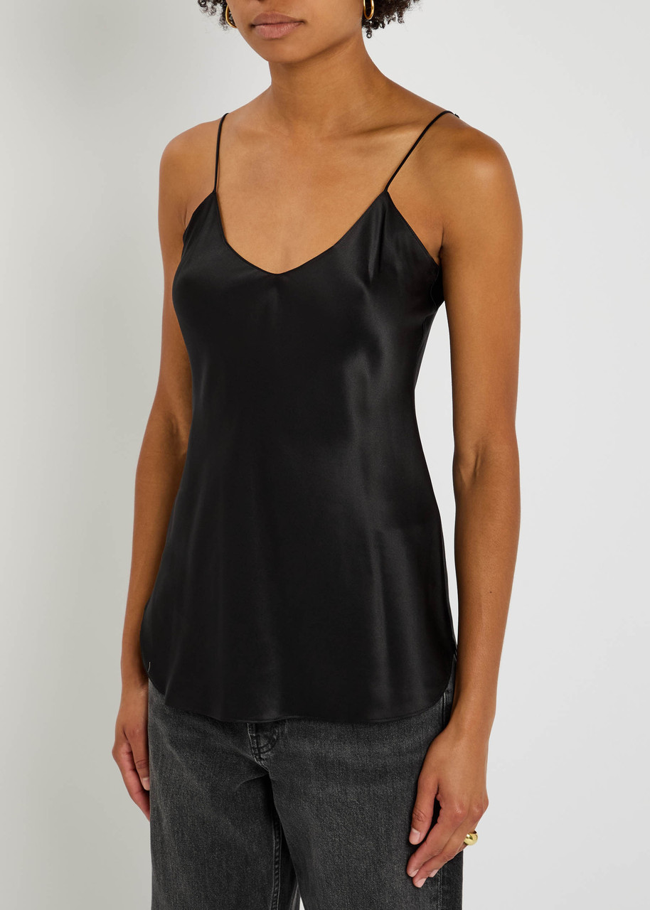 Nili Lotan Isabella Silk-satin Top In Black