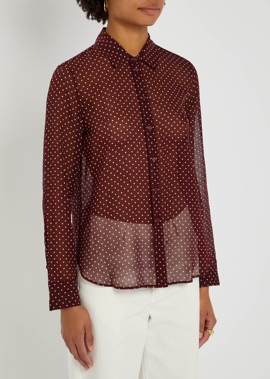 Nili Lotan Gaia Polka Dot Silk-chiffon Shirt In Red