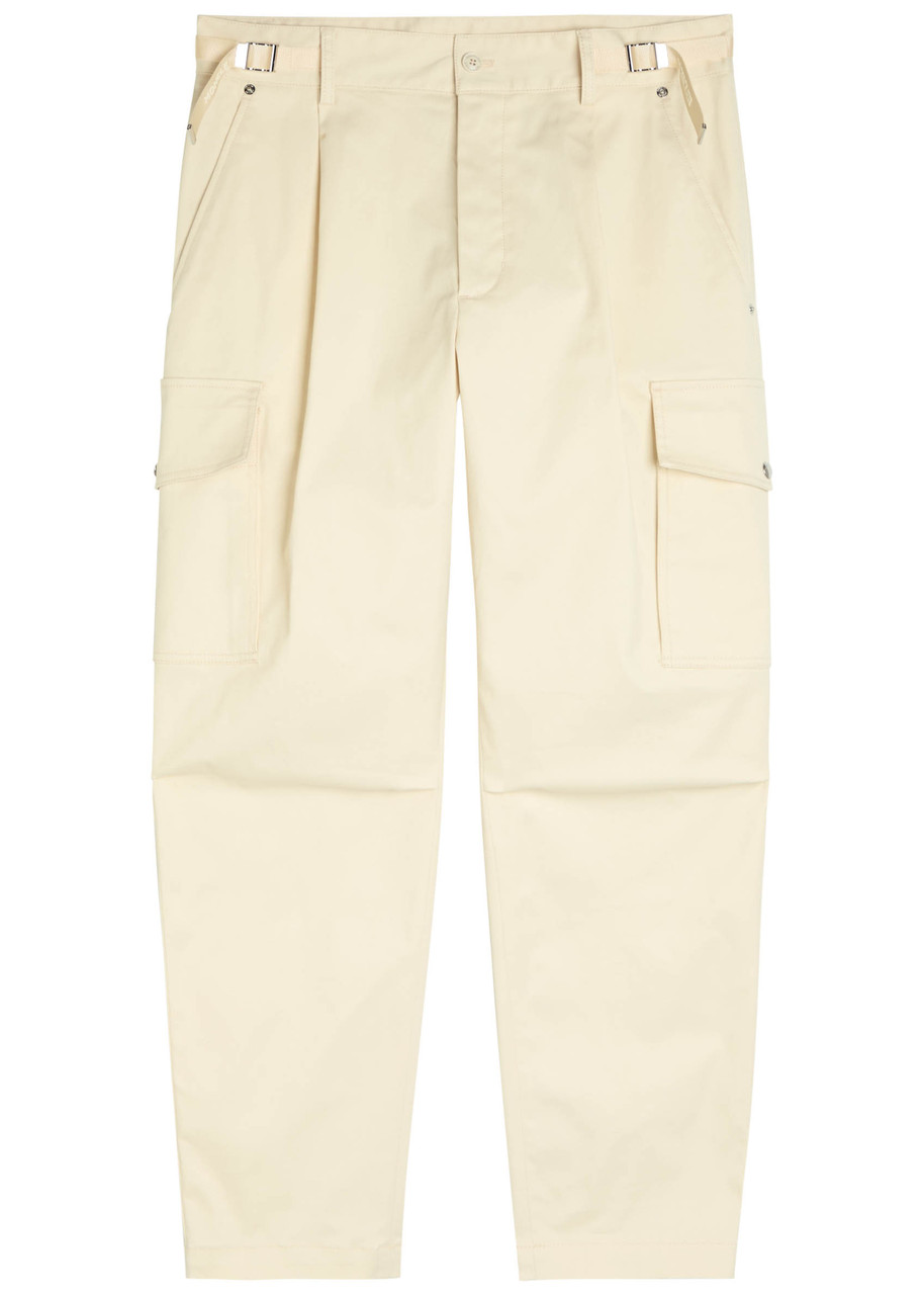 Moncler Straight-leg Stretch-cotton Cargo Trousers In Neutral