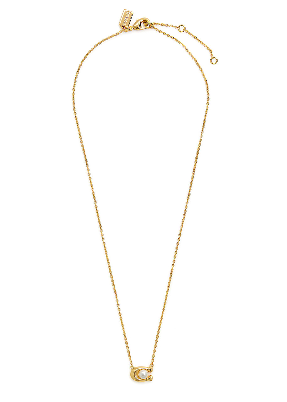 Coach Logo Necklace In White