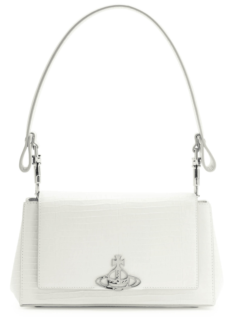 Vivienne Westwood Hazel Medium Crocodile-effect Leather Shoulder Bag In White