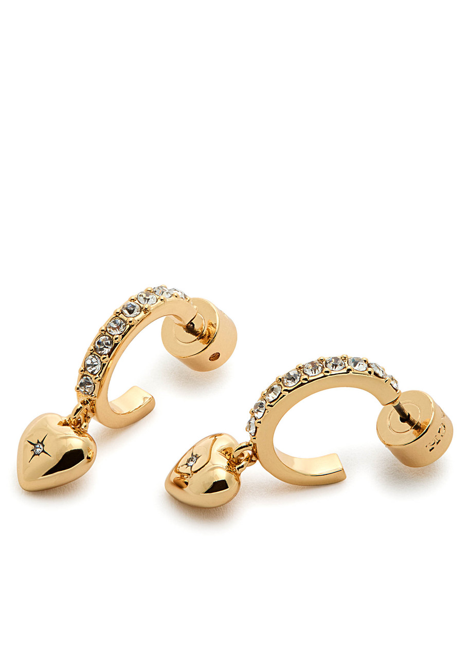  Coach Heart Crystal-embellished Hoop Earrings - Gold - One Size 