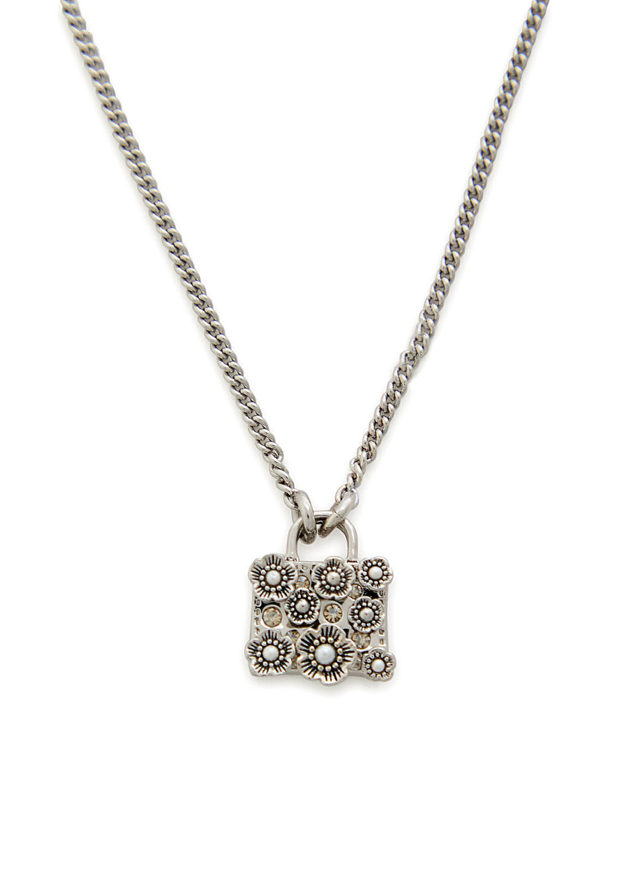 Coach Rogue Bag Necklace In Silver