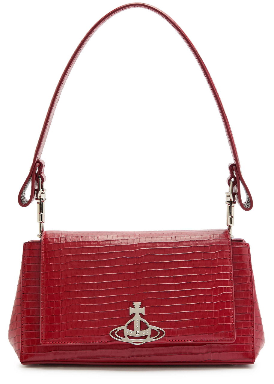 Vivienne Westwood Hazel Medium Crocodile-effect Leather Shoulder Bag In Red