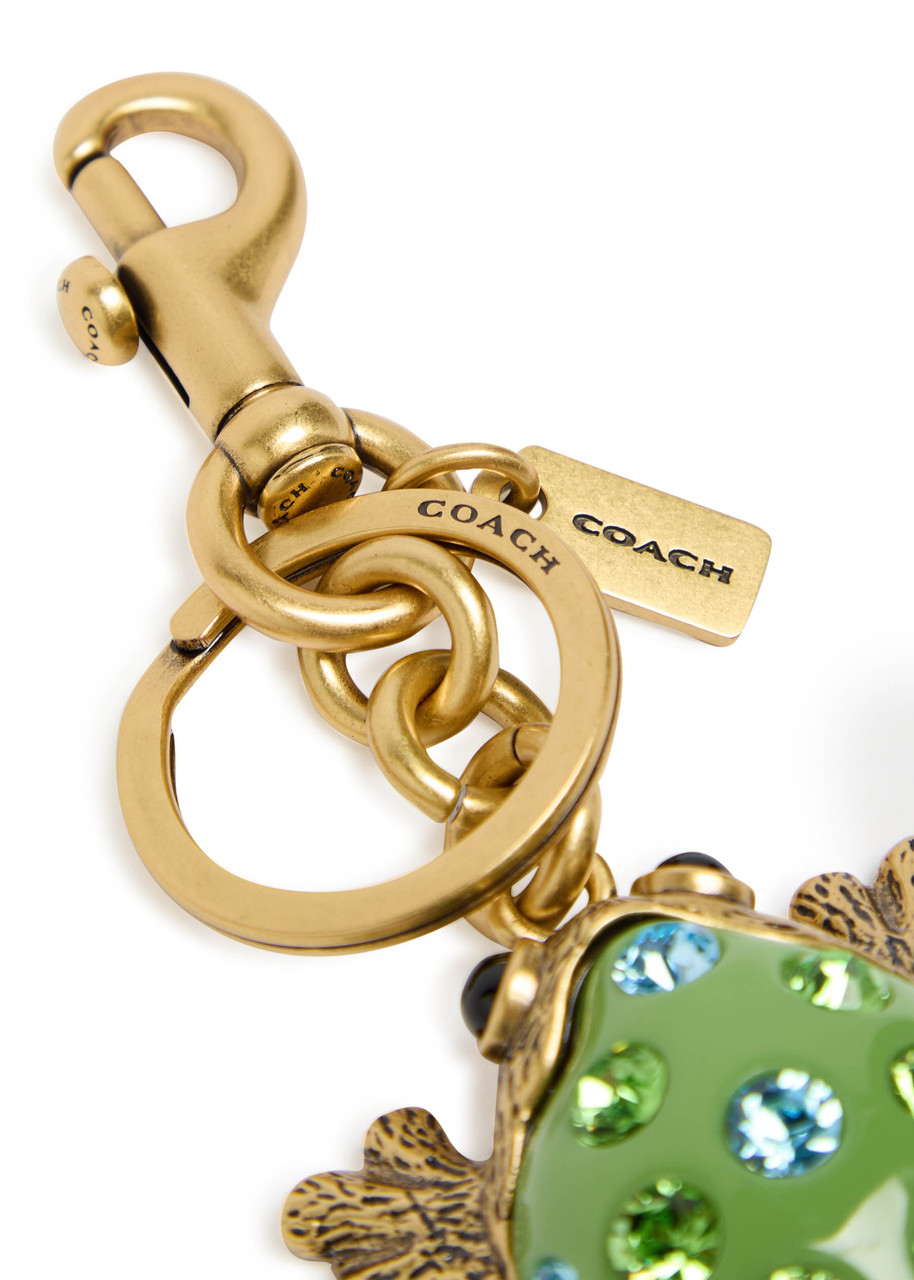 Coach Frog Crystal-embellished Bag Charm In Green