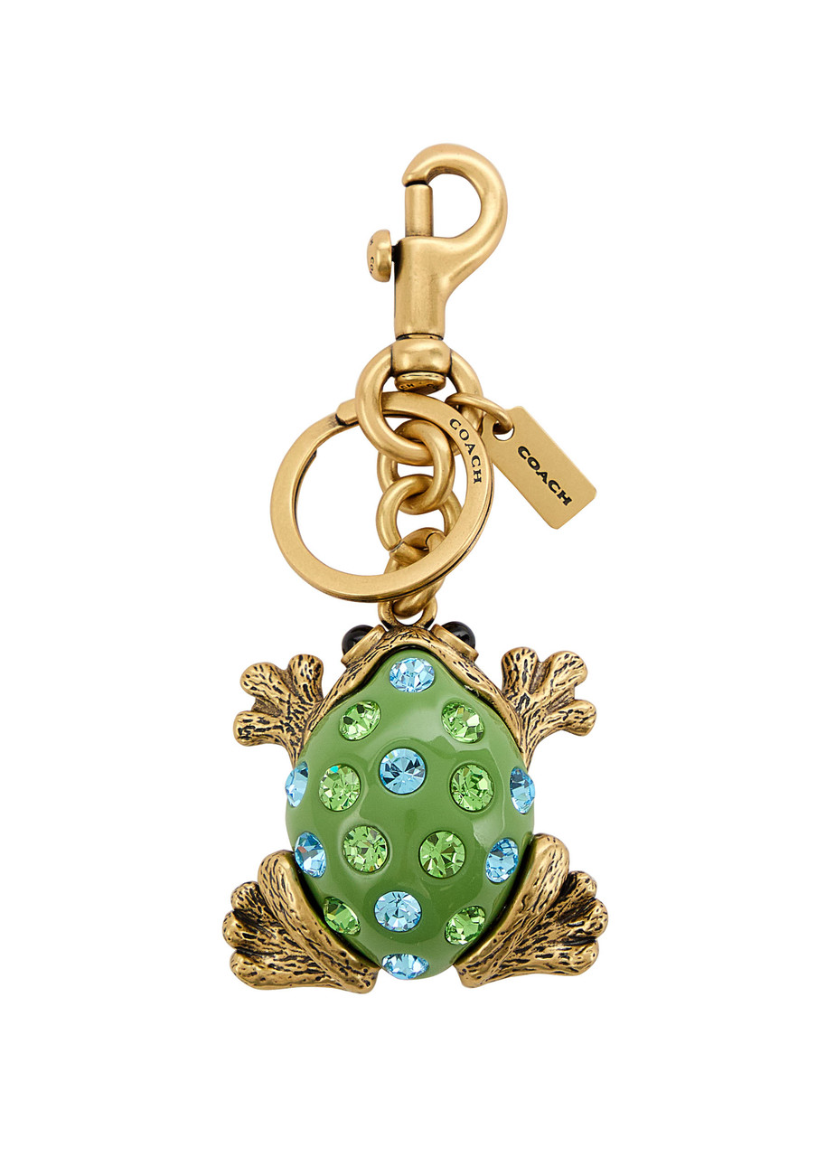 Coach Frog Crystal-embellished Bag Charm In Green