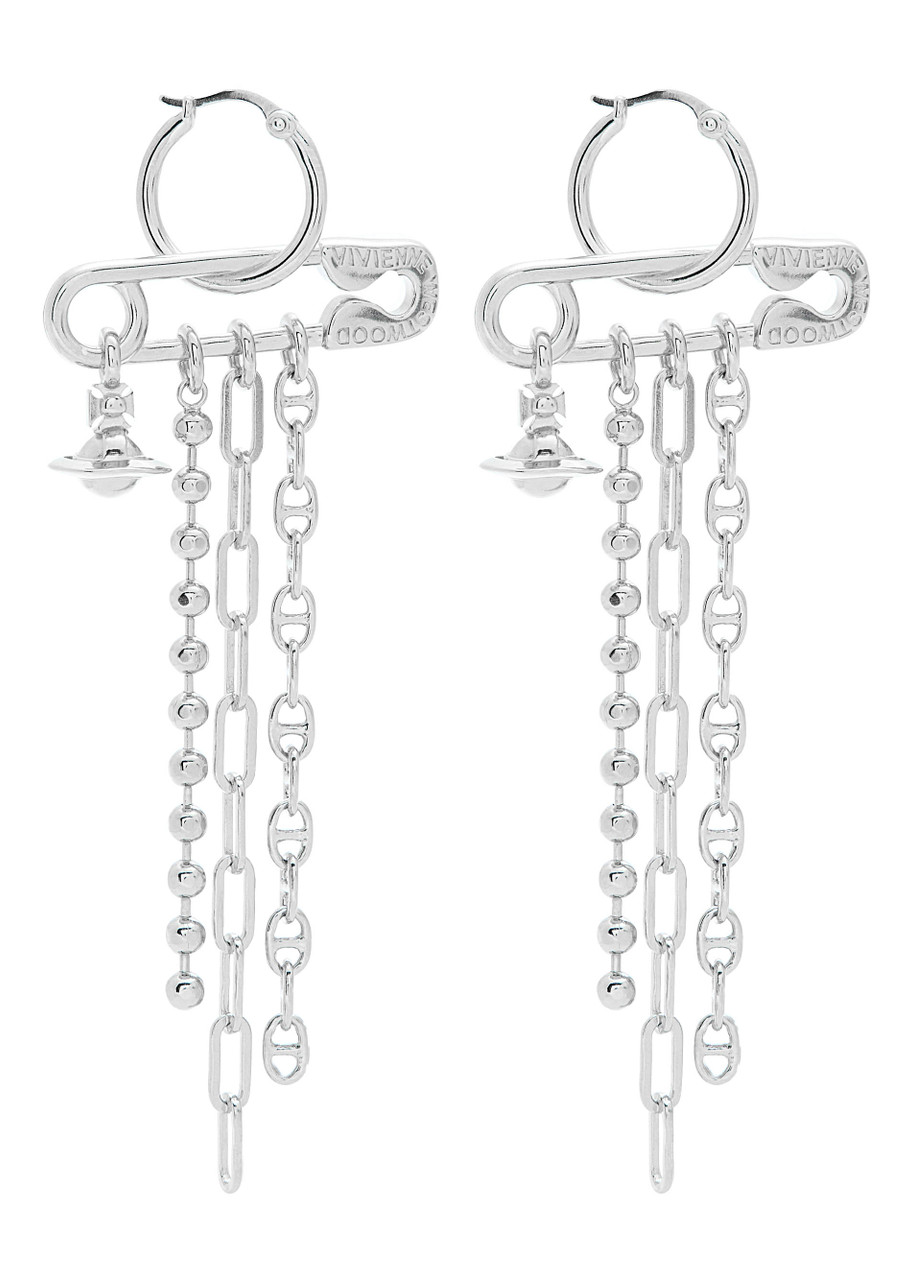 Vivienne Westwood Ginetta Safety-pin Drop Earrings In Silver